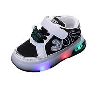 Girls and Boys Spring Summer and Autumn Children's Sports Shoes for Small and Medium Sized Children's Toddler Shoes Flashing Light Casual Sports Shoes Fille Bout en Amande (Black, 27 Little Child)