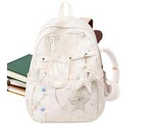 Girls Backpack Adjustable Shoulder Strap with Star Charm Clear Pouch | Girls Bookbag Cute Backpack Purse for Teen Women Student Work Office College Travel Outdoor Camping