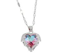 Girls Bijoux Accessoire Elegant Black Crystal Pave Pave Coeur Collier pour femmes, Collier de coeur à pavé de troupeau, collier de Reunion Heart Collier pour le collier de vacances à Saint-Valentin