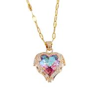 Girls Bijoux Accessoire Elegant Black Crystal Pave Pave Coeur Collier pour femmes, Collier de coeur à pavé de troupeau, collier de Reunion Heart Collier pour le collier de vacances à Saint-Valentin