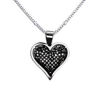 Girls Bijoux Accessoire Elegant Black Crystal Pave Pave Coeur Collier pour femmes, Collier de coeur à pavé de troupeau, collier de Reunion Heart Collier pour le collier de vacances à Saint-Valentin