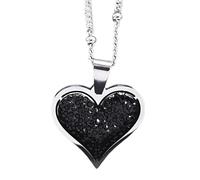 Girls Bijoux Accessoire Elegant Black Crystal Pave Pave Coeur Collier pour femmes, Collier de coeur à pavé de troupeau, collier de Reunion Heart Collier pour le collier de vacances à Saint-Valentin