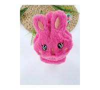 Girls Candy Pink Plush Winter Earmuffs - Fluffy Bunny Ear Warmers for Kids