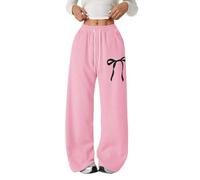 Girls Cute Sweatpants Baby Girls Bow High Waisted Baggy Athletic Joggers with Pockets Children Oversized Drawstring Straight Leg Jogging Pants Toddler Casual Tracksuit Bottoms