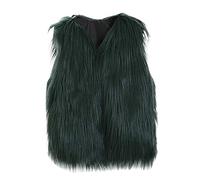 Girls Faux Furry Vest Coat Outfit Toddler Baby Sleeveless Jacket Kids Thick Warm Waistcoat Outwear Fall Winter Clothes Girl Fashion Matching Set (Green, 8-9 Years) c21s
