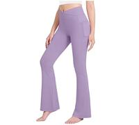 Girls Flared Leggings Elasticated High Waist Tights Kids Bootcut Yoga Pants Stretchy Slim Fit Bell Bottom Trousers Lightweight Solid Color School Perform Leggings Suitable for Dance