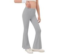Girls Flared Leggings Stretchy Plain Trousers High Waisted Bootcut School Yoga Dance Pants Soft Kids Fashion Skinny Bell Bottom Leggings for Gym Latin Athletic Cycling