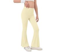 Girls Flared Leggings Stretchy Plain Trousers High Waisted Bootcut School Yoga Dance Pants Soft Kids Fashion Skinny Bell Bottom Leggings for Gym Latin Athletic Cycling