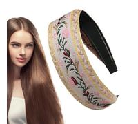 Girls Hair Accessories, Ethnic Style Headpiece, Floral Head Accessories, Embroidered Headband Girls, Vintage Hairband Style, Headband for Most Hairstyles, 14x4.8cm/5.51x1.89 Inches