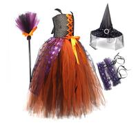 Girls Halloween Witch Costume - Adorable robe de sorcier ensemble pour les tout-petits | Accessoire pour maquillage ou traits, costume de sorcier sans manches pour l'école, les festivals et