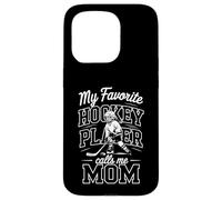 Girls Hockey Mama My Favorite Player Calls Me Mom Noir Coque pour iPhone 15 Pro