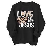 Girls Hoodies Sweatshirts Fashion - Vêtements pour Filles et Enfants Hauts Graphiques avec cœurSaint-Valentin col du Cou Manches Longues Style Vacances (Black, 6-7 Years)