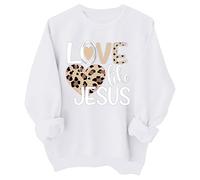Girls Hoodies Sweatshirts Fashion - Vêtements pour Filles et Enfants Hauts Graphiques avec cœurSaint-Valentin col du Cou Manches Longues Style Vacances (White, 3-4 Years)