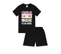 Girls I Paused My Anime To Be Here Pyjama court en coton pour enfants, Noir , 9-10 ans
