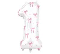 Girls Just Wanna Be One Birthday Ballons en forme de chiffre coquette de | Décorations d'anniversaire avec nœud rose - Ballons d'anniversaire en aluminium en forme de chiffre 1 - Ballon avec nœud rose