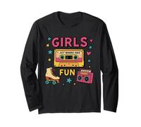 Girls Just Wanna Have Fun Classique 80s Party Throwback Retro Manche Longue