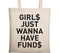 Girls Just Wanna Have Funds Dollar Sign Sac fourre-tout en coton écologique Beige