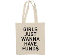 Girls Just Wanna Have Funds Sac fourre-tout en coton naturel avec signe dollar Blanc