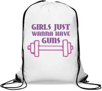 Girls Just Wanna Have Guns Haltère Gym Art Gym Sac décontracté à cordon Blanc