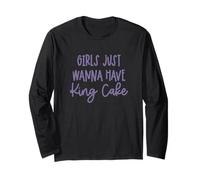 Girls Just Wanna Have King Cake Mardi Gras Perles Amusantes Manche Longue