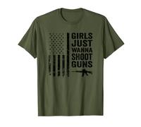 Girls Just Wanna Shoot Gun - Funny Women USA Flag Camo T-Shirt