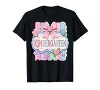 Girls Kindergarten Back to School Big Bow Flowers Student T-Shirt