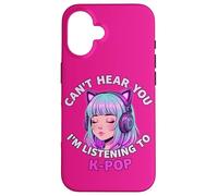 Girls Korean Pop Shirt Can't Hear You I'm Listening to Kpop Coque pour iPhone 16