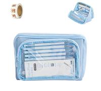 Girls Large Pencil Case Teenage, Big Capacity Pencil Case 3 Compartments, Cute Pencil Cases, Stationery Pouch for Girls (Blue 1)