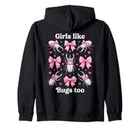 Girls Like Bugs Too Cute Coquette Insecte Coquette Nœud Rose Sweat à Capuche