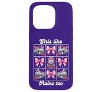 Girls Like Trains Too Cute Locomotive avec nœud Rose Coque pour iPhone 15 Pro