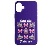 Girls Like Trains Too Cute Locomotive avec nœud Rose Coque pour iPhone 16 Plus