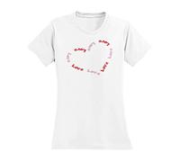 Girls Love Heart Valentines Day White Yellow Black Red Mens Women T Shirt 100% Cotton - Choose Your Color 84317(Medium)