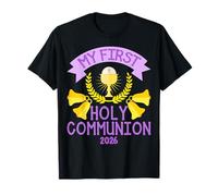Girls My First Holy Communion 2026 Calice Eucharistie Violet T-Shirt