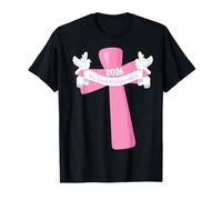 Girls My First Holy Communion 2026 Croix colombes Roses T-Shirt