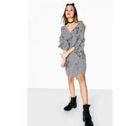 Girls On Film - Robe drapée, motif vichy GRANT - Femme (40) (Noir/Blanc) - UTLM1523 Noir/Blanc G