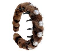 Girls Pearl Headband | Fashion Headpiece - With Comb Teeth Non-Slip Plush Decorative Headbands, Women Lady Mother Female Friend Teacher Photo Props Party Birthday