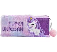 Girl's Pencil Case, Children's Pencil Case, Unicorn Pencil Case, Plush Pencil Case, Cute Pencil Case, Large Capacity Soft Pencil Case For Kids, Organizer, 1 Piece, Bronze, M