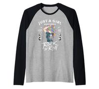 Girls Rock and Roll Music Graphic Novelty Tee & Cool Designs Manche Raglan