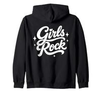 Girls Rock Retro Script Les Femmes au Pouvoir de l'émancipation féministe Sweat à Capuche