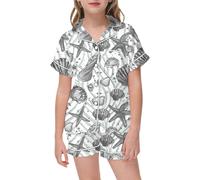 Girls Satin a ama Set 2-Piece Short Sleeve Button-Down Shirt & Shorts | Toddler Kids eepwear | Soft & Comfortable oun ewear Set (Grey, 4-5 Years) o76o