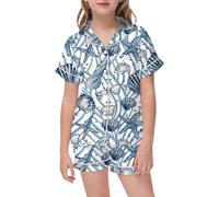 Girls Satin a ama Set 2-Piece Short Sleeve Button-Down Shirt & Shorts | Toddler Kids eepwear | Soft & Comfortable oun ewear Set (Blue, 2-3 Years) o63o