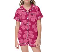 Girls Satin Silk a ama Set 2PC Short Sleeve Button Down Shirt & Shorts Toddler eepwear Soft Kids y amas Comfortable ght Clothes (Wine, 12-13 Years) o41o
