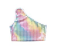 Girls Sequin Crop Top Shiny Tee Rhinestone Tank Stage Performance Show Blouse (1-Multicolour, 15-18 Years)