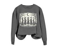 Girls Will Be Girls Sweat-shirt d'Halloween pour femme - Haut de sorcière amusant - Grande taille - Costume d'Halloween à manches longues - T-shirt à manches longues - Tenues de festival, gris, M