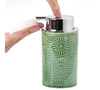 GIRLUFO Distributeur de savon en mousse vert pour salle de bain, distributeur de savon moussant pour les mains avec pompe en plastique argenté pour porte-savon pour les mains, distributeur de savon en