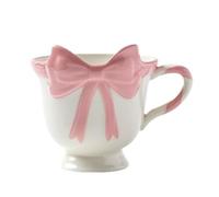 Girly Bow Mug Pour Couple Tasses Bureau Eau Café Maison Thé (Blanc rose,340 ml / 11,5 oz)