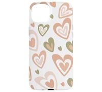 Girly Coquette Cute Pink Heart Sage Green Hearts Valentines Coque pour iPhone 15 Plus