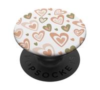 Girly Coquette Cute Pink Heart Sage Green Hearts Valentines PopSockets PopGrip Adhésif