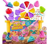 GirlZone Cadeau Fille Jeu de Sable Magique Gâteaux et Gourmandises, Sable Coloré ou Kinetic - Tout dans ce Kit de Modeler pour Enfants