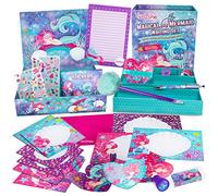 GirlZone Cadeau Fille Mermaid Stationary Set Ensemble Kit d'Écriture de Papier à Lettres de 45 Pièces avec Enveloppes, Cartes et plus Cadeaux Sirènes pour Anniversaire